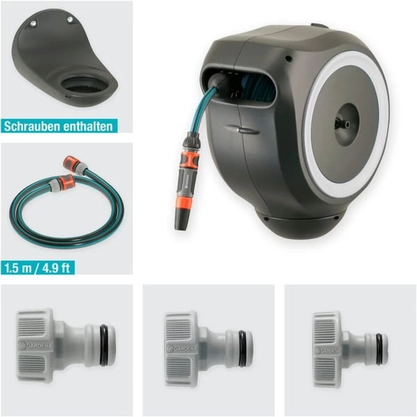 GARDENA Wand-Schlauchbox RollUp S, 15 Meter, Schlauchtrommel 4 GARDENA Wand-Schlauchbox RollUp S, 15 Meter, Schlauchtrommel – Bild 2